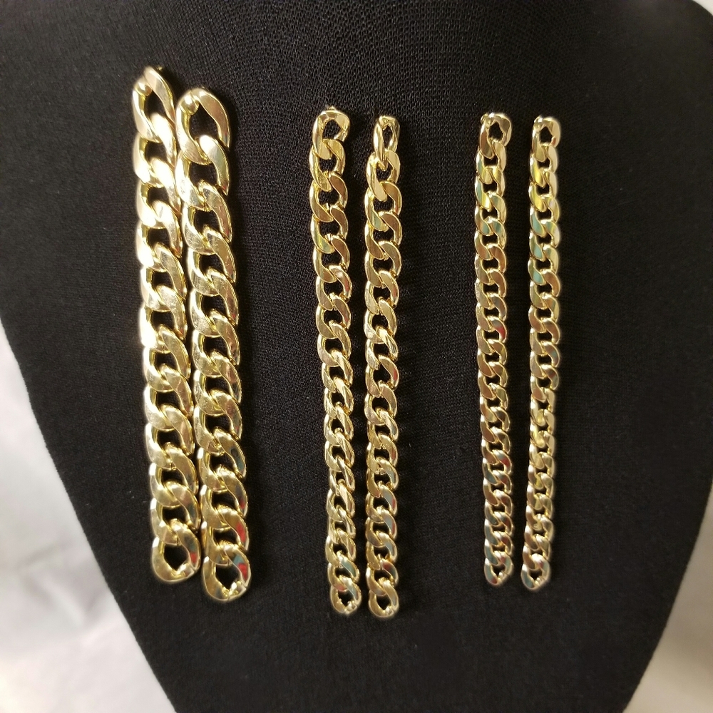 Jennifer & Company Curb Chain Drop Earrings – Set of 3 Statement Jewelry